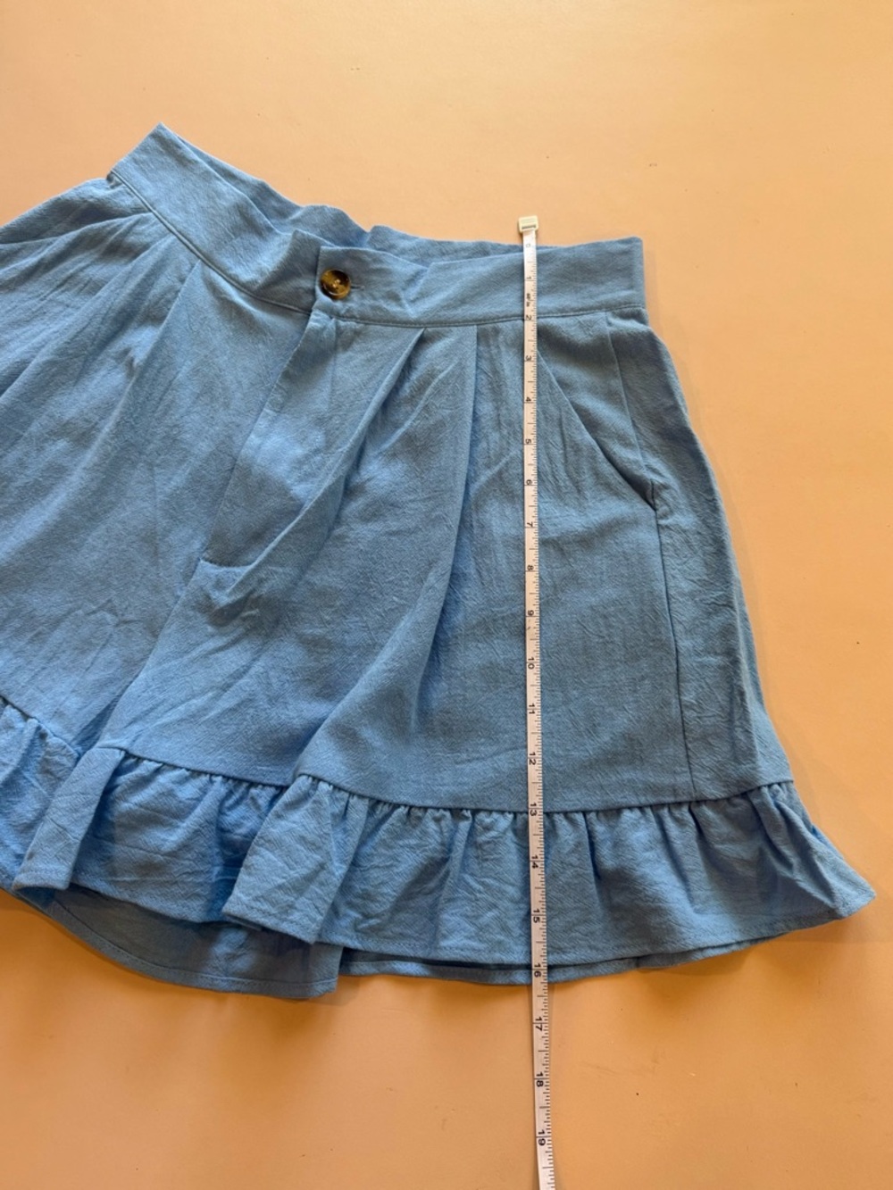 Light Blue Ruffle Hem Shorts - Picture 6 of 12